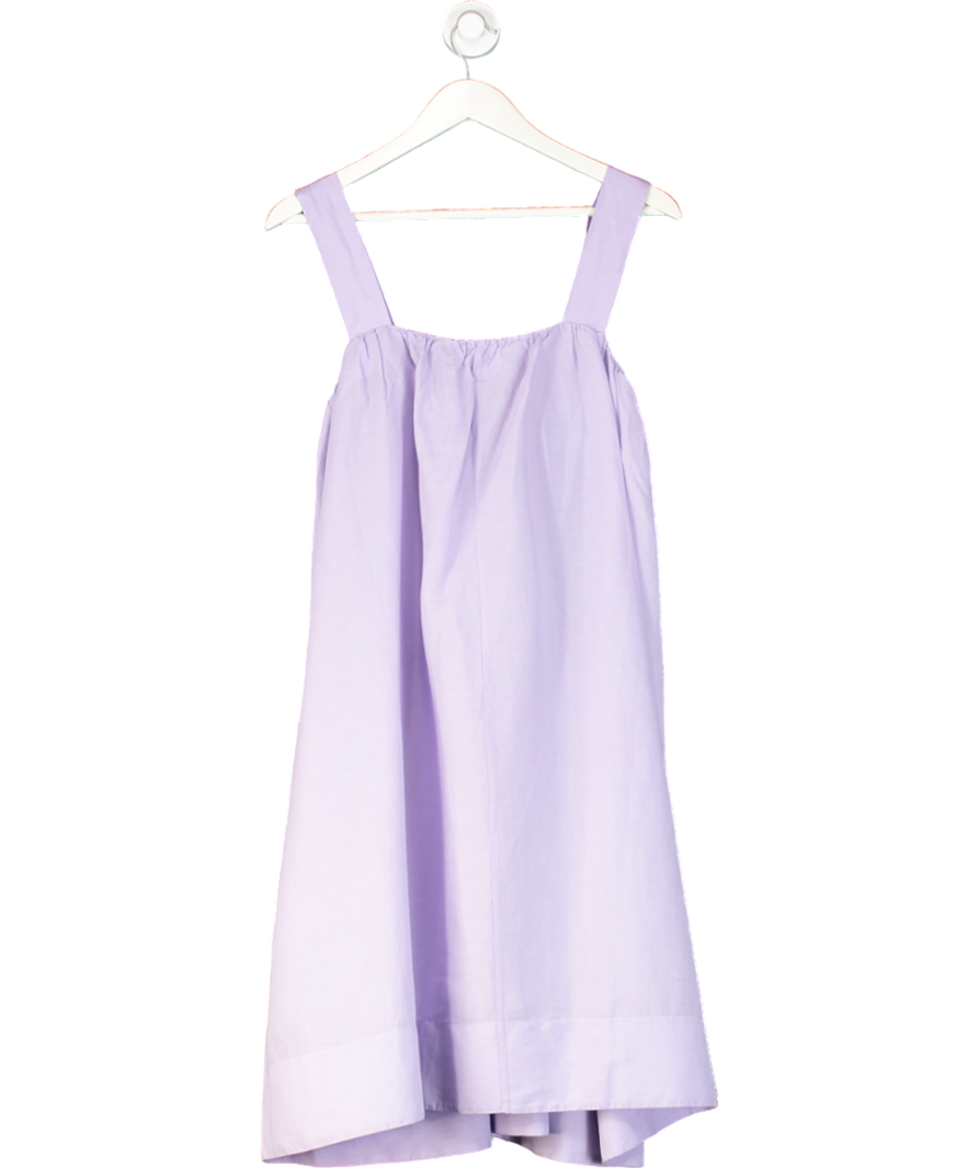 cos Gathered A-line Linen Mini Dress In Purple UK M