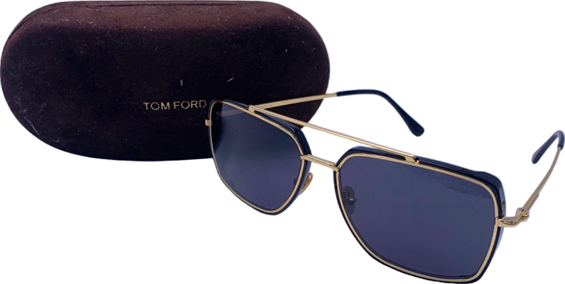 Tom Ford Black and Gold Lionel Aviator Sunglasses TF750