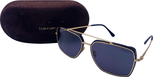 Tom Ford Black and Gold Lionel Aviator Sunglasses TF750