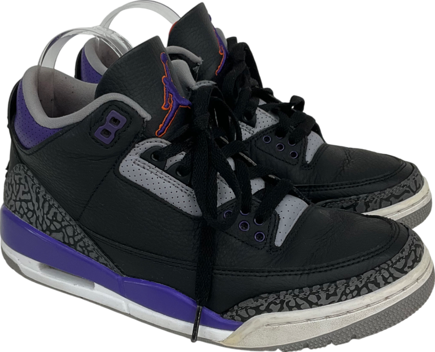 Nike Air Jordan 3 Black Court Purple Cement Grey UK 6.5 EU 39.5 👠