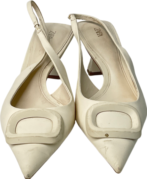 ZARA Cream Sling Back Heels UK 6 EU 39 👠
