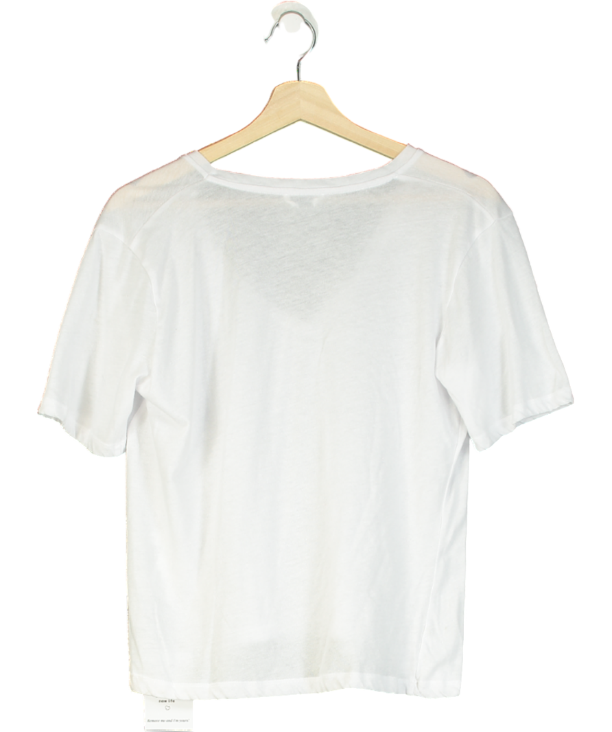 Raey White V-neck Relaxed Fit Cotton-blend T-shirt UK 8