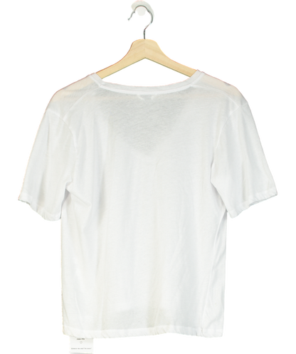 Raey White V-neck Relaxed Fit Cotton-blend T-shirt UK 8