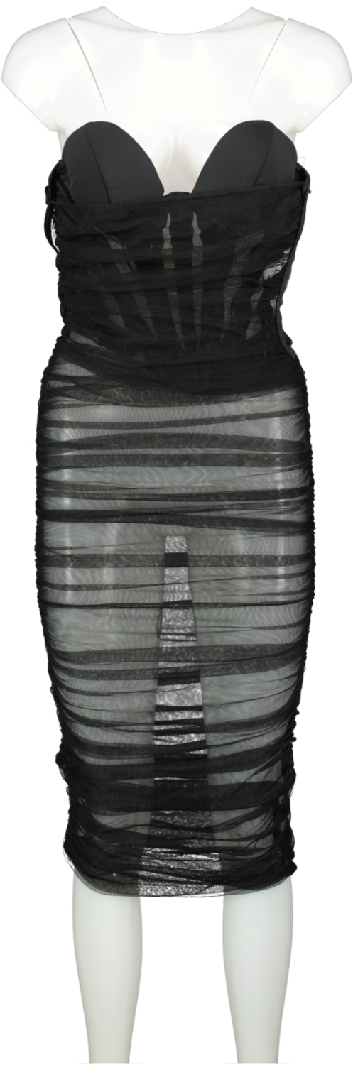 Heiress Black Strapless Corset Panel Tulle Mini Dress UK XS