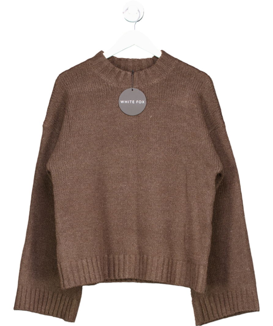 White Fox Brown Winters Chill Knit Sweater UK S/M