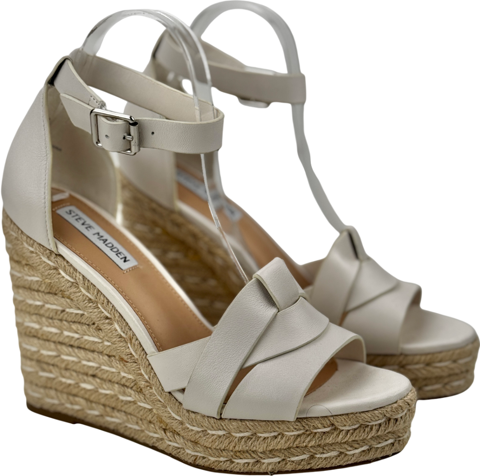 STEVE MADDEN Ivory White High Wedge Sandals UK 6 EU 39 👠
