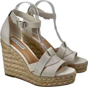 STEVE MADDEN Ivory White High Wedge Sandals UK 6 EU 39