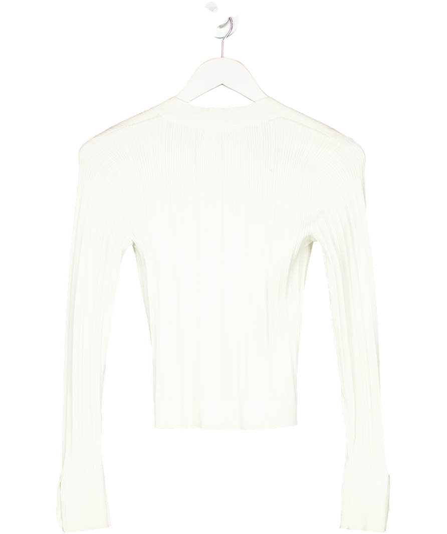 Karen Millen White Petite Military Button Knit Cardigan UK S