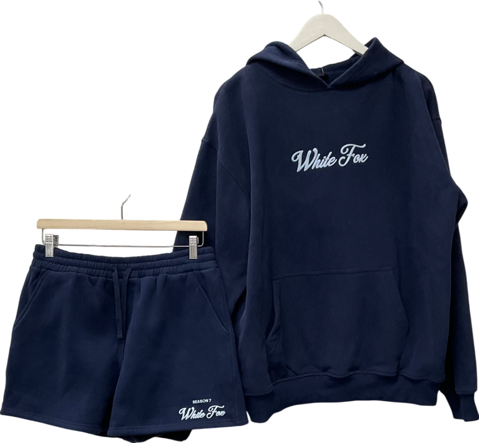 White Fox Blue Oversized Hoodie Deep Sea & Lounge Shorts Deep Sea UK L/XL