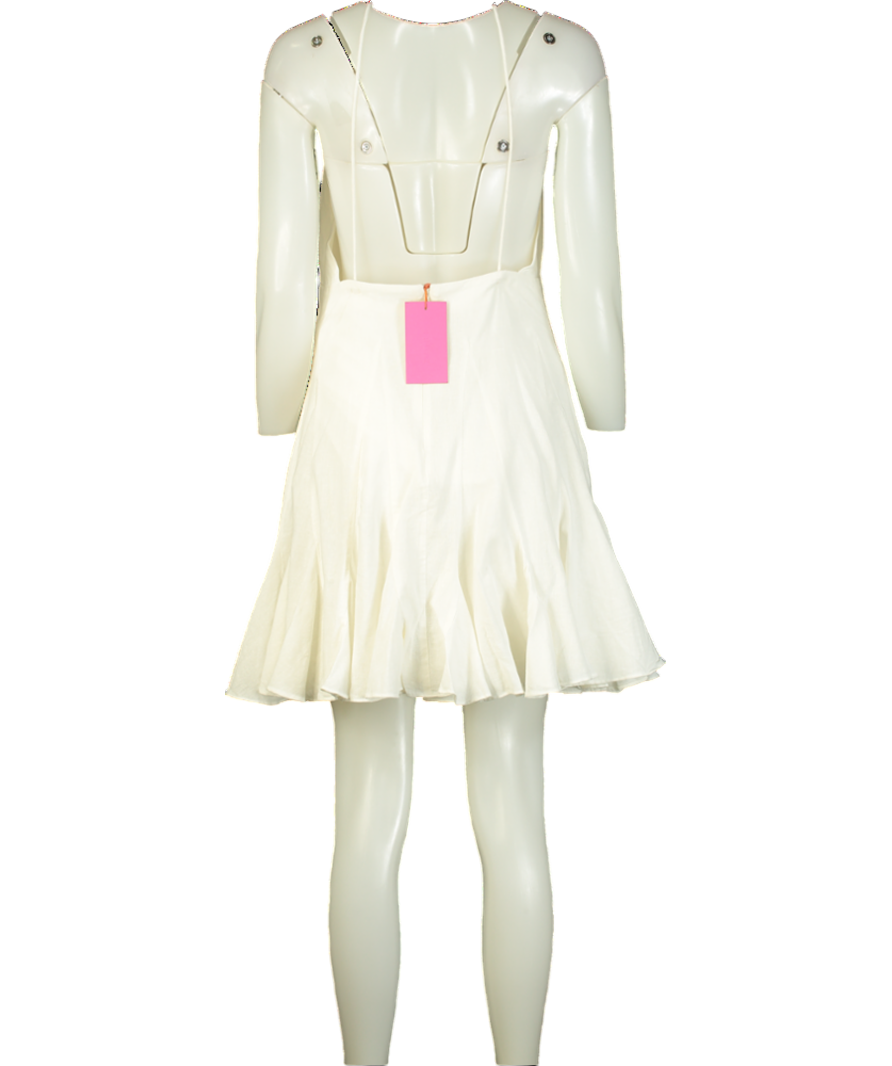 Rhode Resort  White Maria Linen-blend Mini Dress UK 10