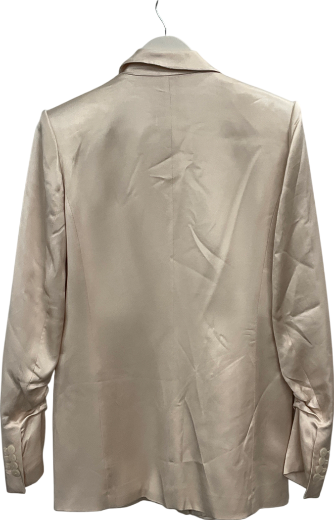 ZARA Cream Gathered Satin Blazer UK XS