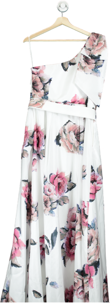 Rebecca Vallance White Floral One-Shoulder Maxi Dress UK 14