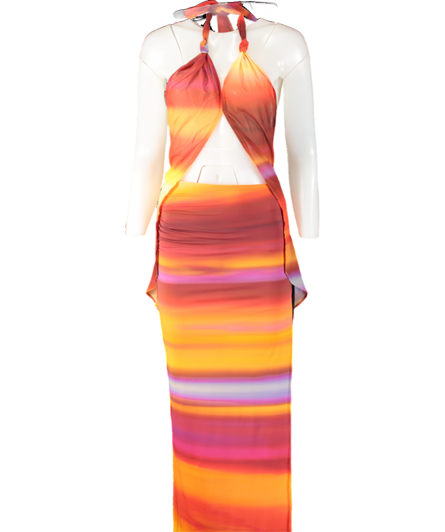 White Fox Orange Intertwined Horizon Hues Top And Maxi Skirt UK S