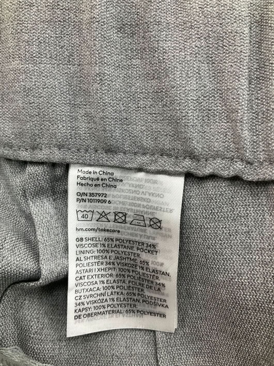 H&M Grey Pleat Front Trousers UK 8