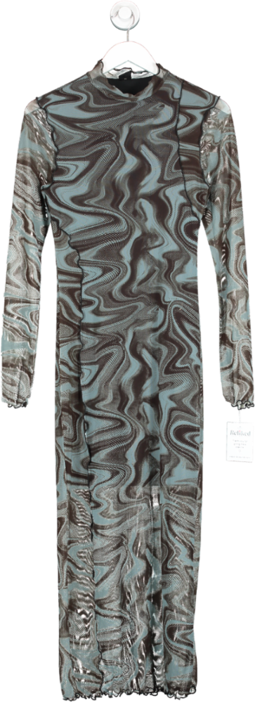 Urban Outfitters Brown Swirl Printfunnel Neck Mesh Dress UK M