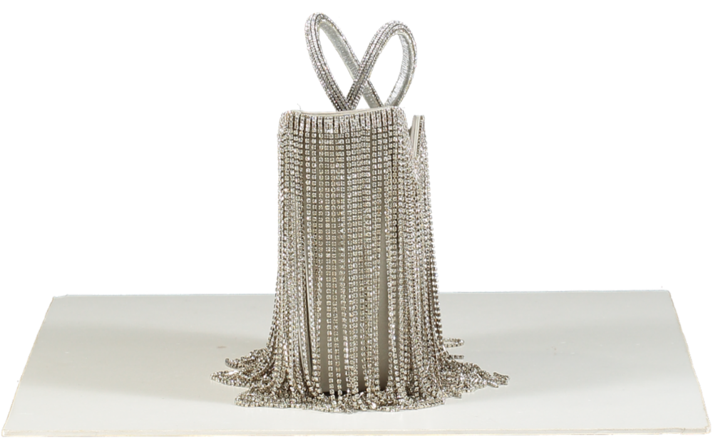 Le Silla Ivy Silver Rhinestone Fringe Mini Bag