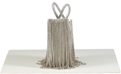 Le Silla Ivy Silver Rhinestone Fringe Mini Bag