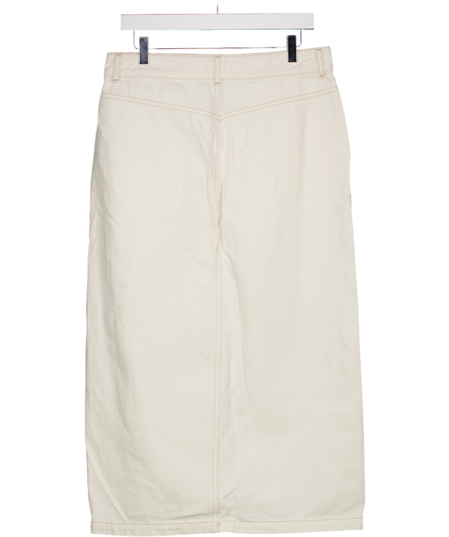 Phase Eight Cream Leilani Denim Spilt Front Midi Skirt UK 14