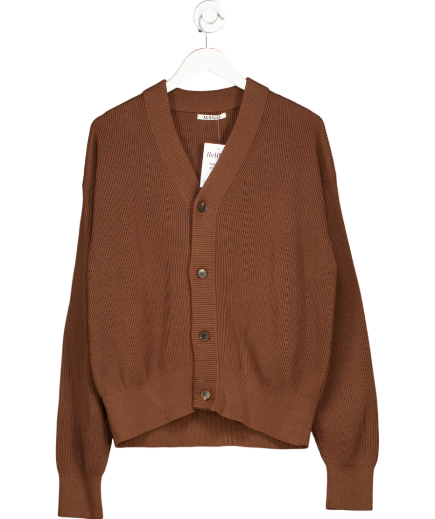 Auralee Brown Cotton Cardigan UK M
