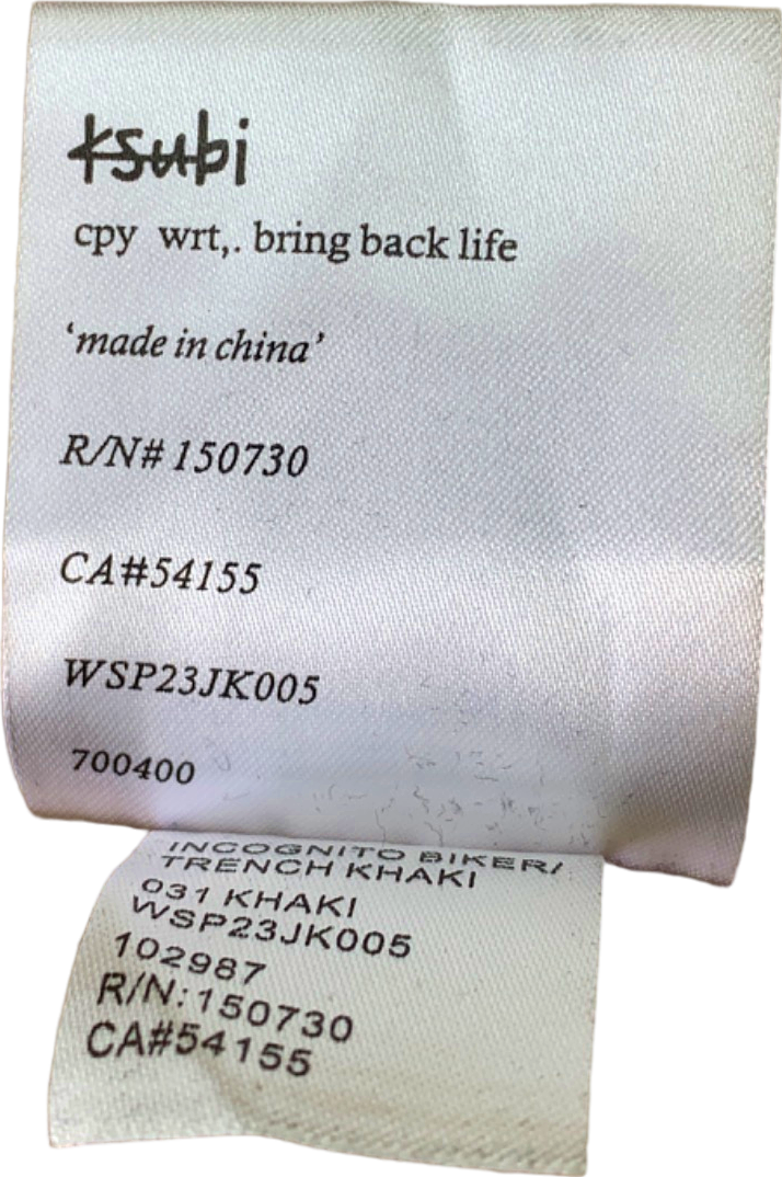 Ksubi Khaki Incognito Biker Trench Coat UK XS