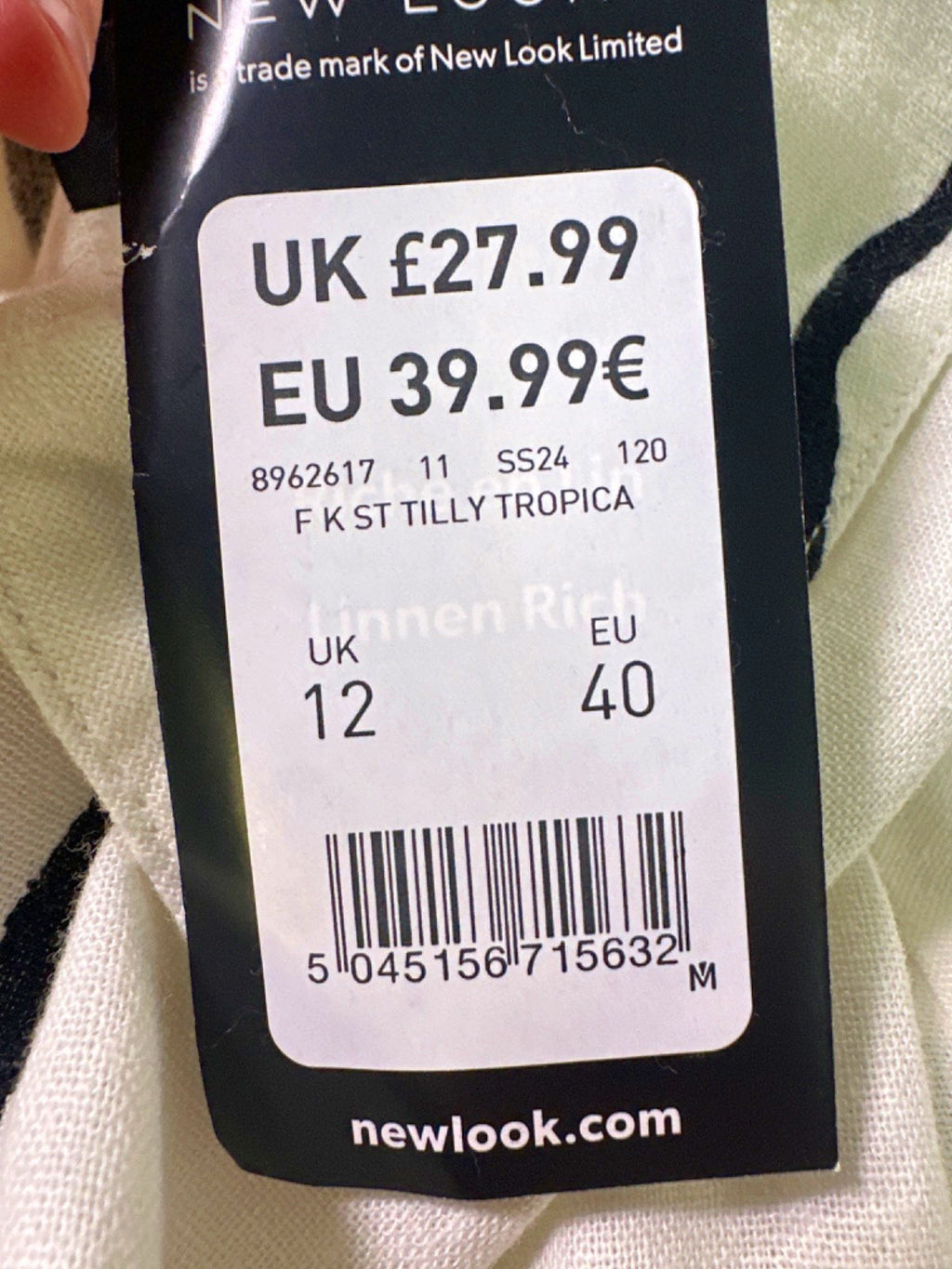 New Look White Soleil Print Linen Blend Shirt UK 12