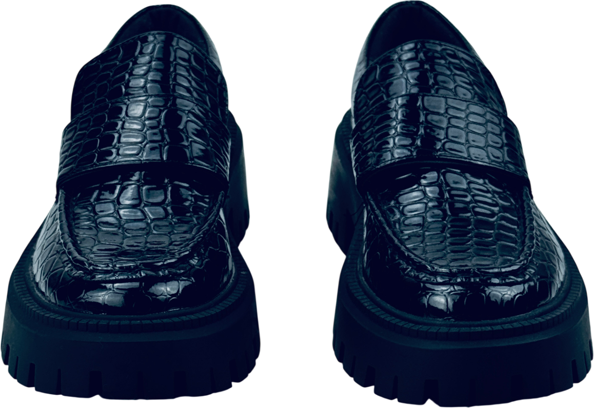 TOPSHOP Lottie Chunky Loafer In Black Croc UK 5 EU 38 👠