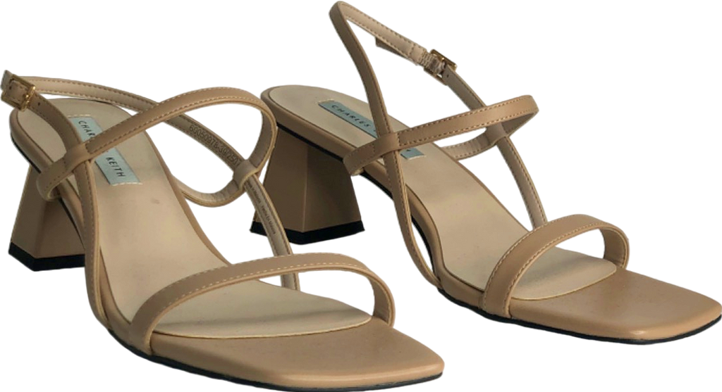 Charles & Keith Beige Strappy Block Heel Sandals EU 39
