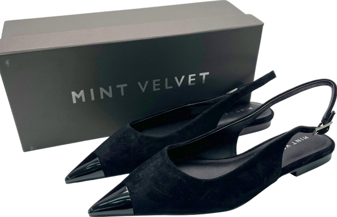 Mint Velvet Black Pointed Slingback Flats UK Size 6