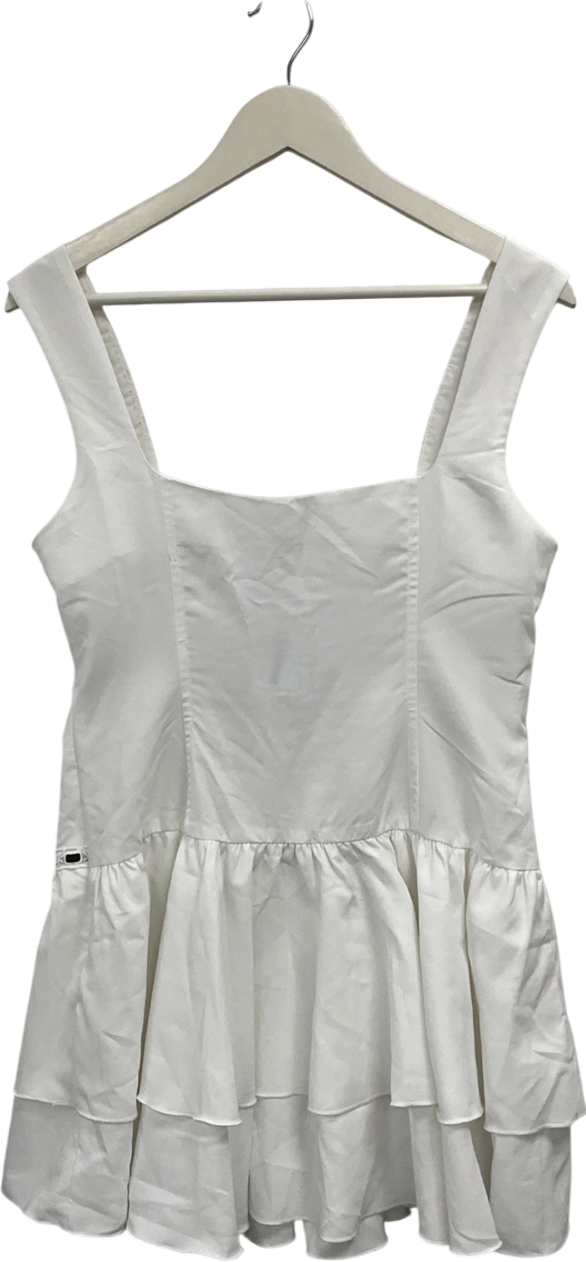 PrettyLittleThing White Mini Lace Up Corset Dress UK 14