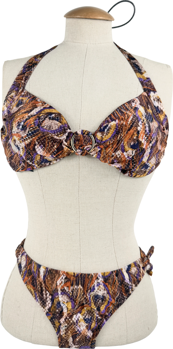 Jets By Jessika Allen Multicoloured Multi Colour Tie Straps Bikini UK 10