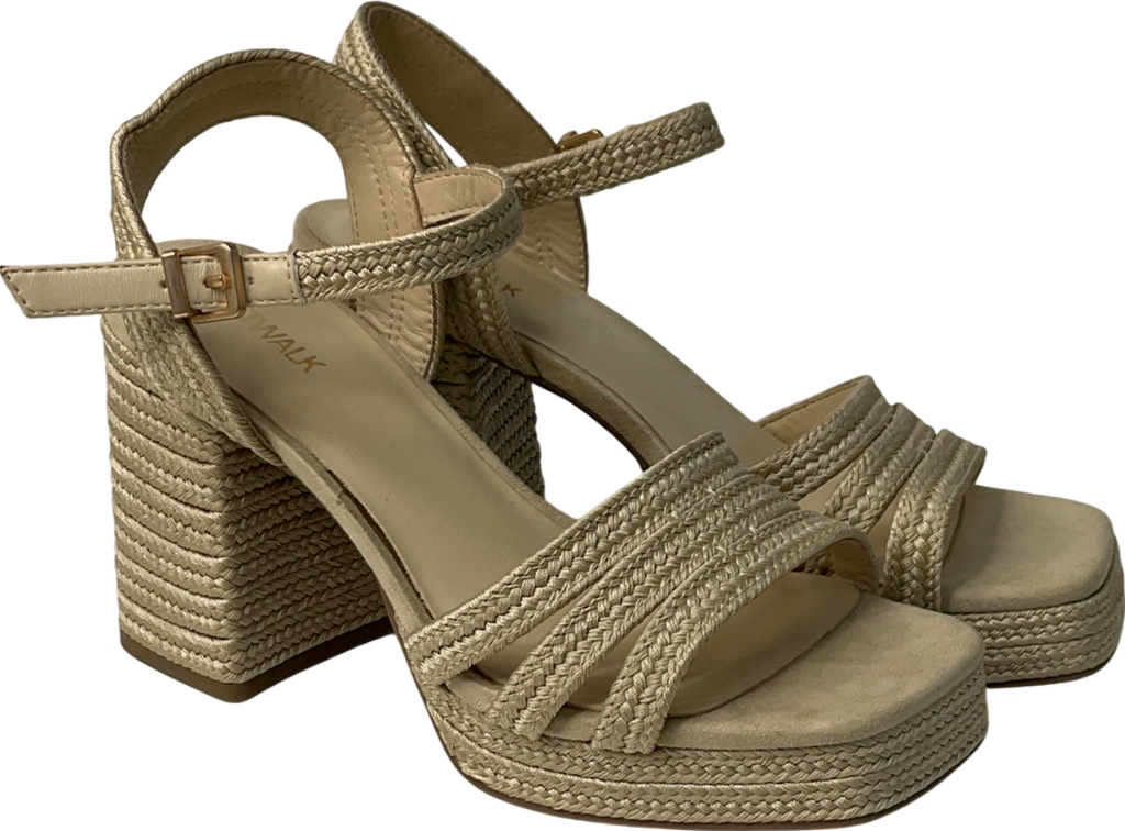 catwalk Nude Woven Block Heel Sandal UK 5 EU 38 👠