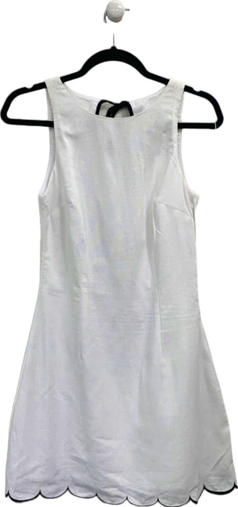 Meshki White Scalloped-Hem Dress UK S