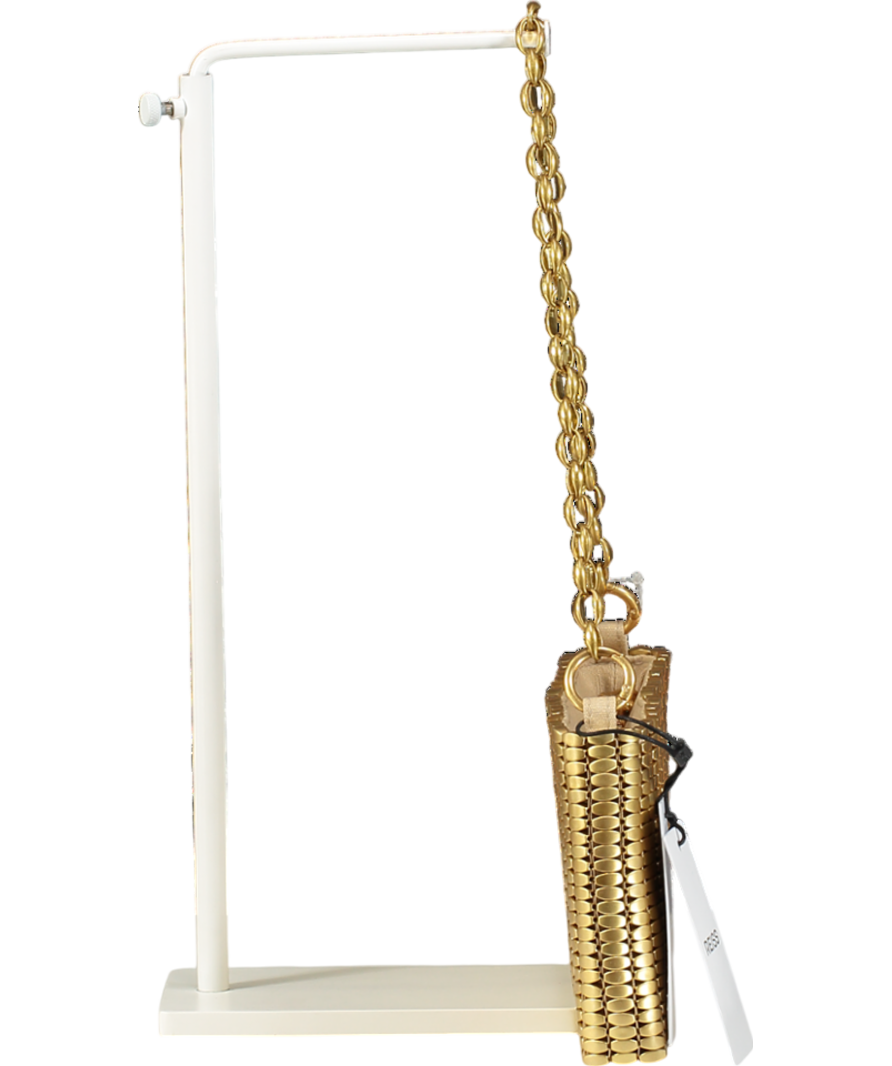 REISS Metallic Beaded Removable Strap Shoulder Bag In Gold