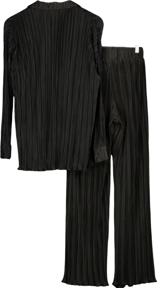 4th & Reckless 2-piece Black Plisse Shirt And Trouser Set UK 6