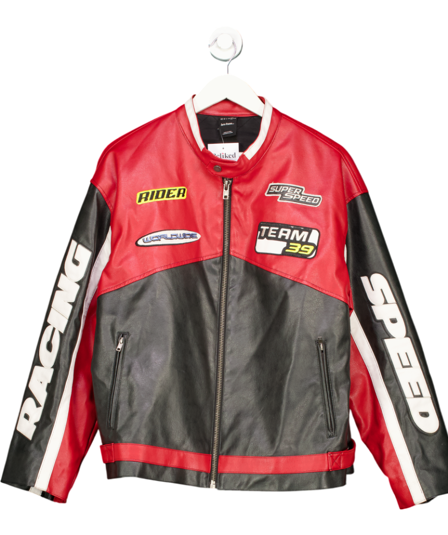 Urban Outfitters Red Iets France Rowan Faux Leather Motocross Racer Jacket UK L