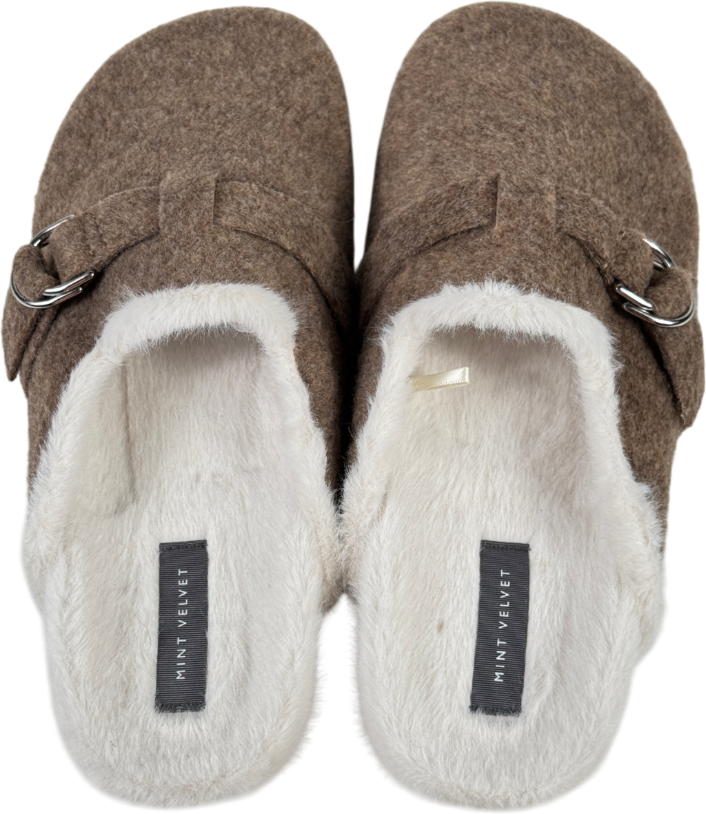 MINT VELVET Felt Clog Slipper - Brown UK 7 EU 40 👠