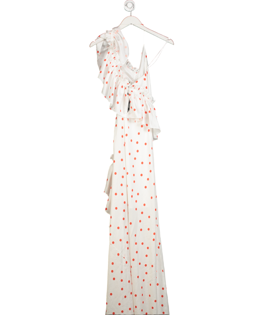 Topshop White & Red Polka Dot Ruffle Maxi Dress UK 10