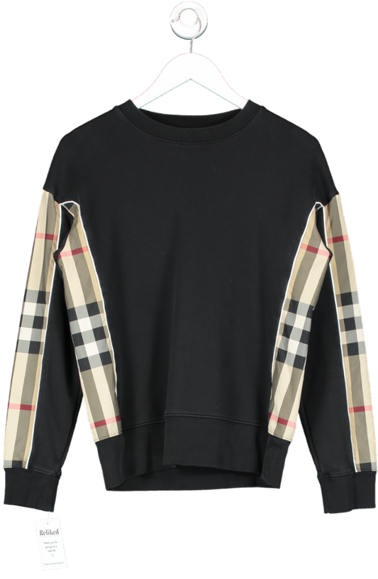 Burberry Black Check Trim Sweatshirt UK 10 years