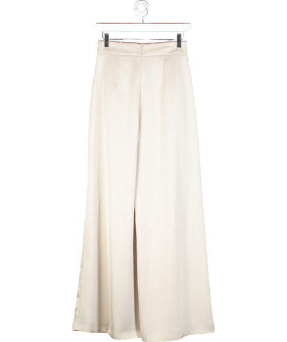 Coast Beige X Norman Hartnell Premium Satin Wide Leg Trousers UK 8