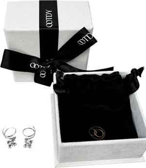 OOTDY Sapphire Cluster Double Hoops Sterling Silver, White Sapphire
