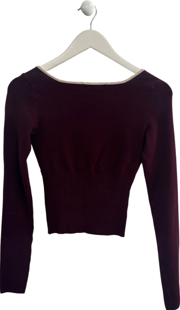 Urban Outfitters Brown Long Sleeve Bow Detail Top UK S