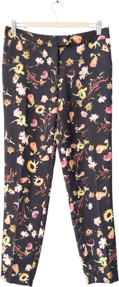 MOSCHINO Black Cheap & Chic Floral Tapered Cigarette Trouser UK 8