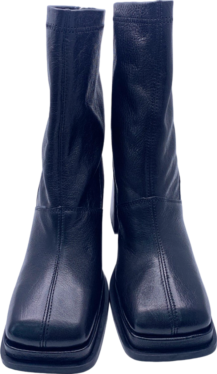 Topshop Black Heeled Leather Boots UK 6