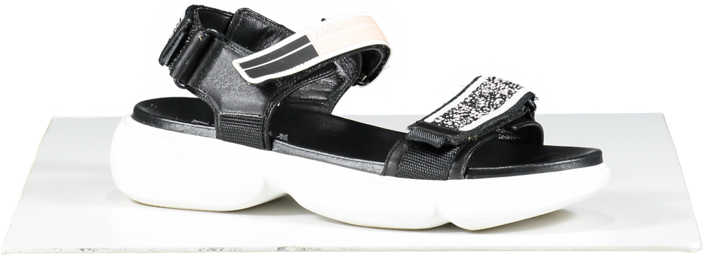Prada Black Cloudbust Velcro Logo Sandals UK 6 EU 39 👠