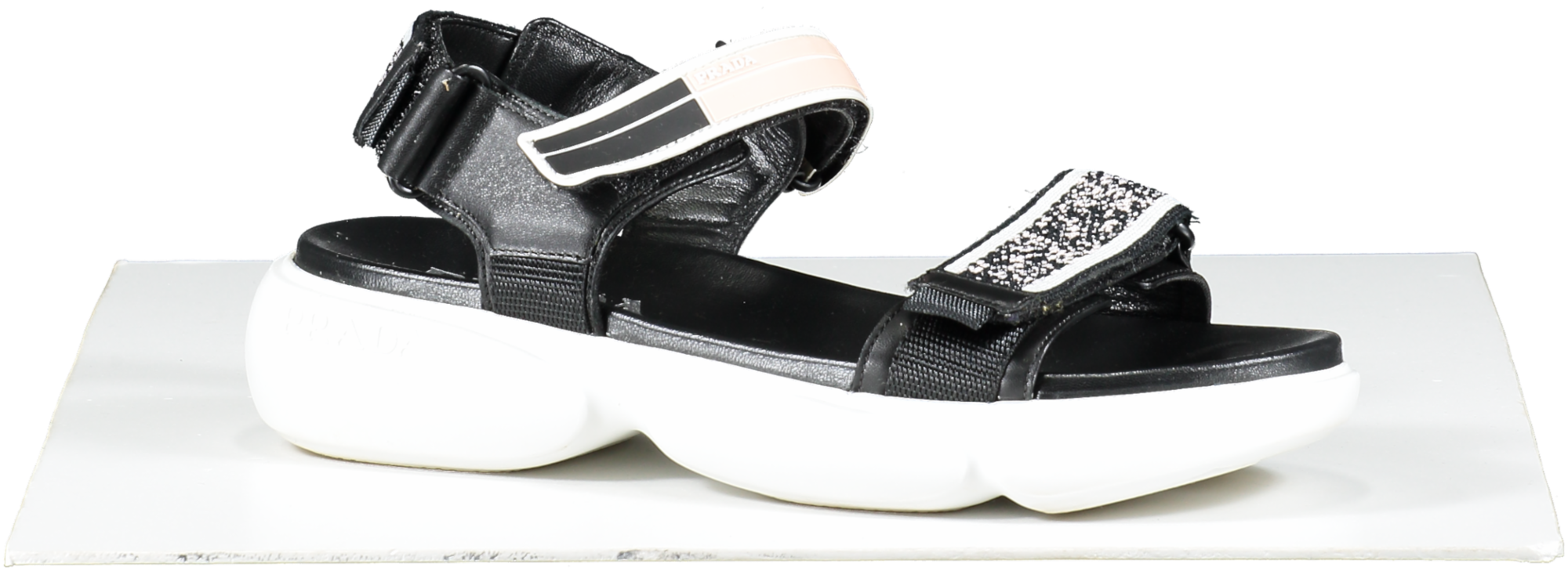 Prada Black Cloudbust Velcro Logo Sandals UK 6 EU 39 👠