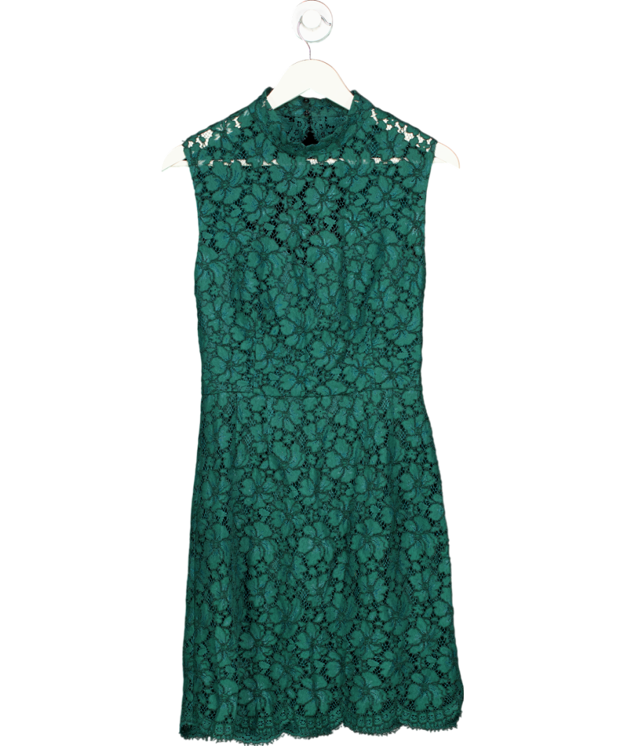 Sandro Green Lace High Neck Mini Dress UK S