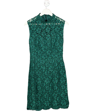 Sandro Green Lace High Neck Mini Dress UK S