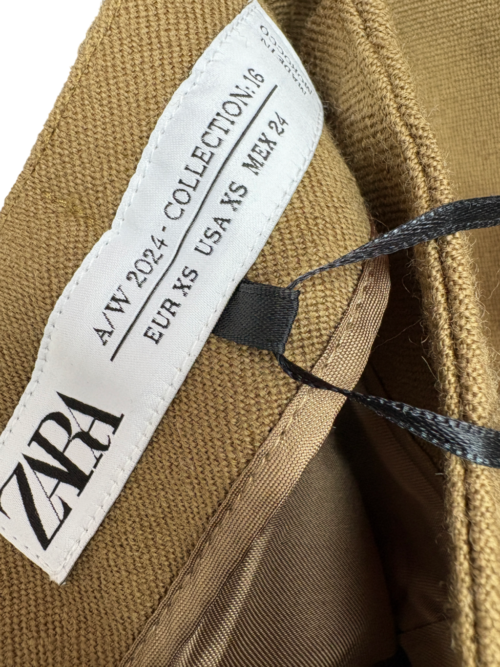 ZARA Green Wide Leg Wool Trousers UK XS