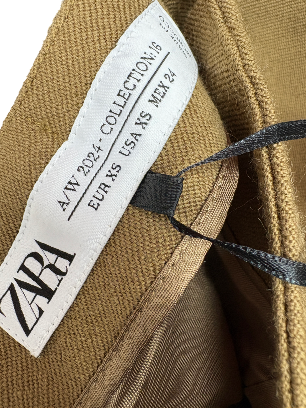 ZARA Green Wide Leg Wool Trousers UK XS