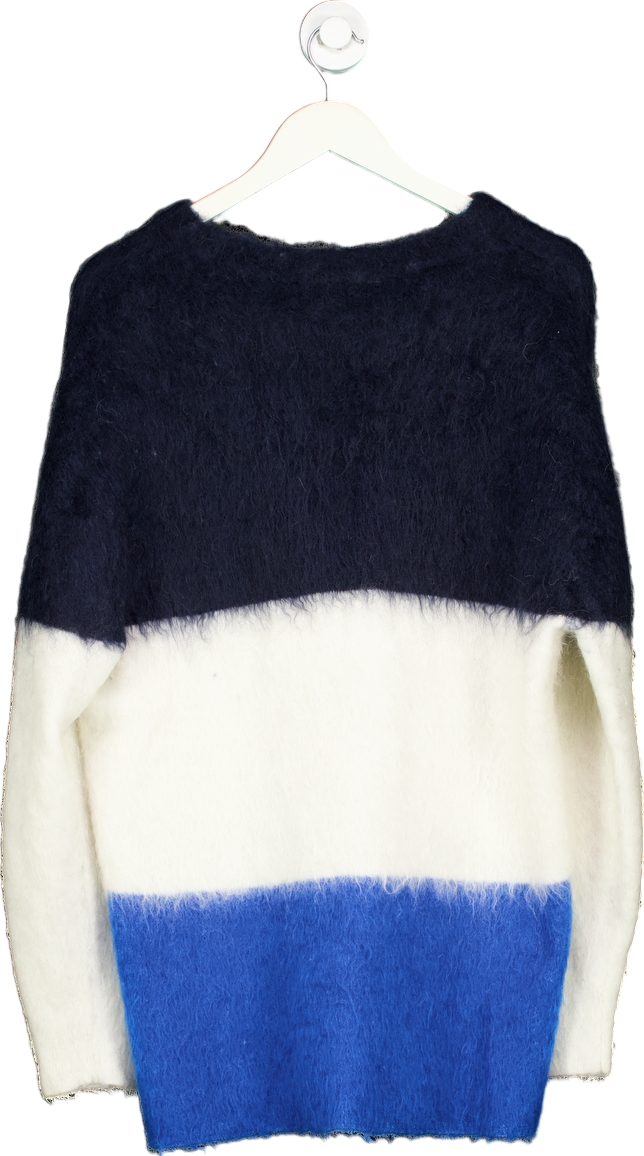 H&M Blue/White/Black Mohair Wool Blend Jumper UK M